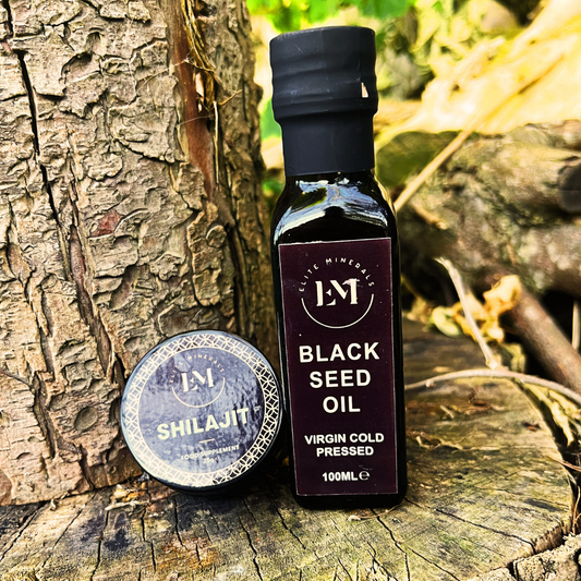 Elite Minerals Wellness Bundle: Altai Activated Shilajit 25g + Black Seed Oil 100ml